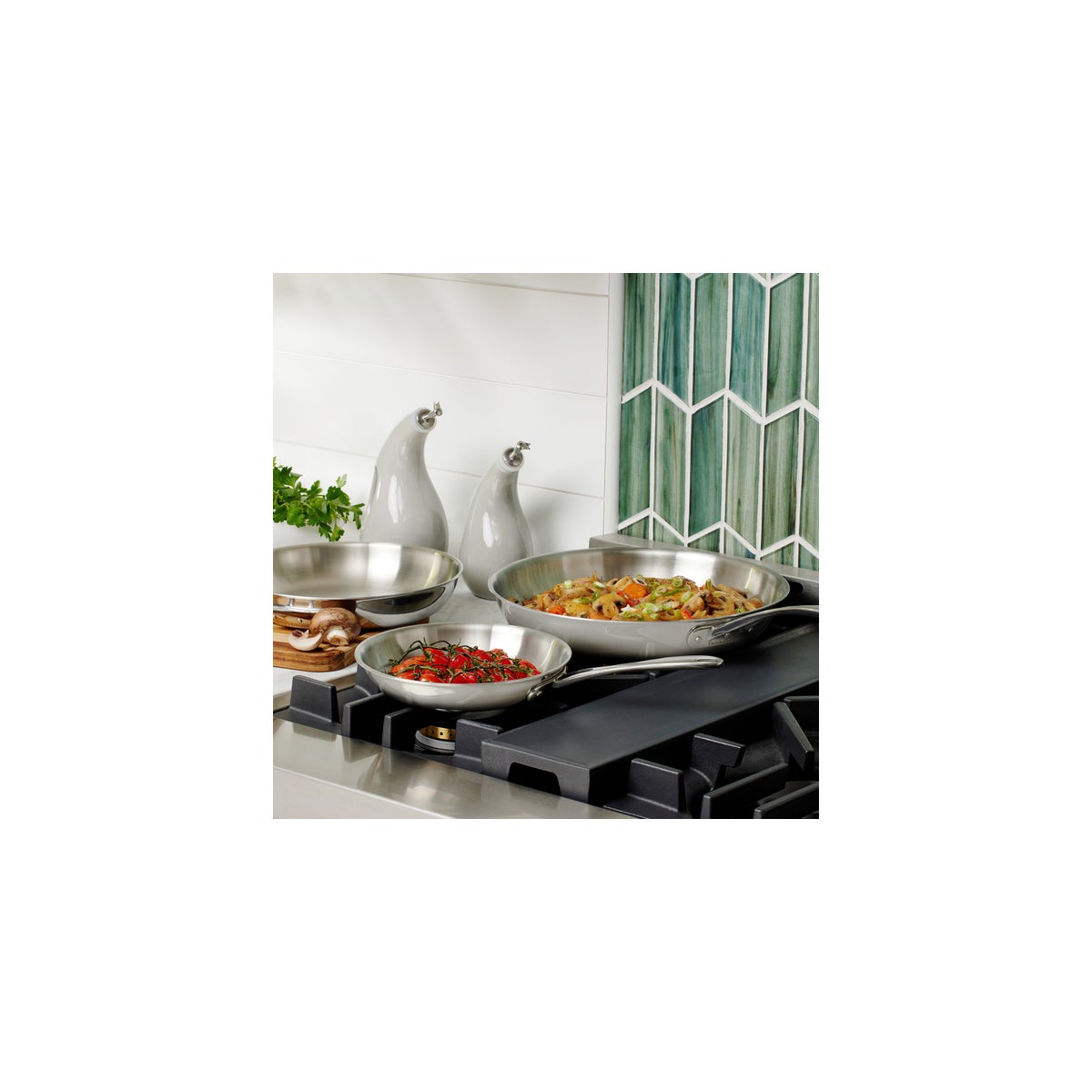 Calphalon 3-Piece Tri-Ply Clad Stainless Steel Skillet Set