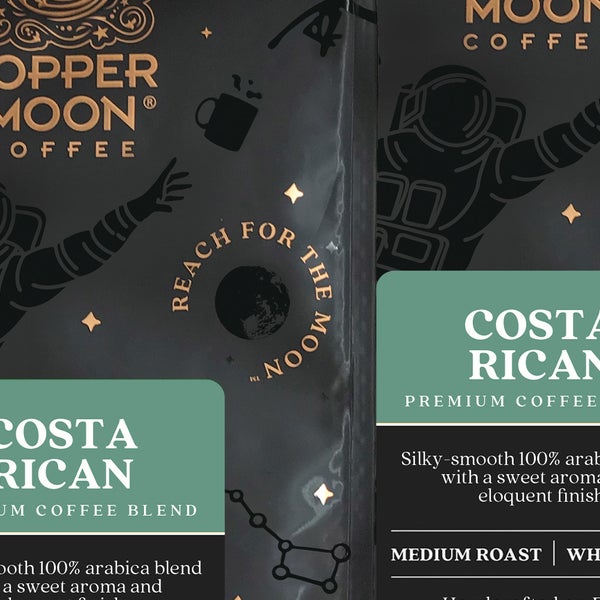 Copper Moon Costa Rica Blend, Medium Roast Whole Bean Coffee, 2 lb Bags, 2-Pack