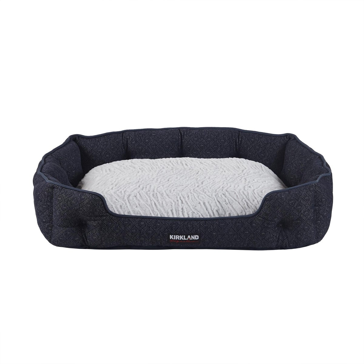 Kirkland Signature Tufted Cuddler Pet Bed, Indigo Pattern