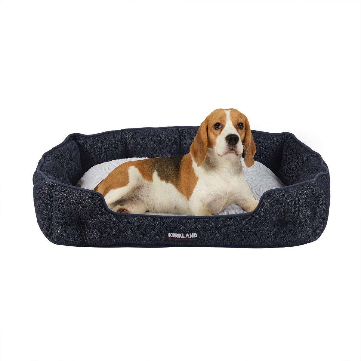 Kirkland Signature Tufted Cuddler Pet Bed, Indigo Pattern