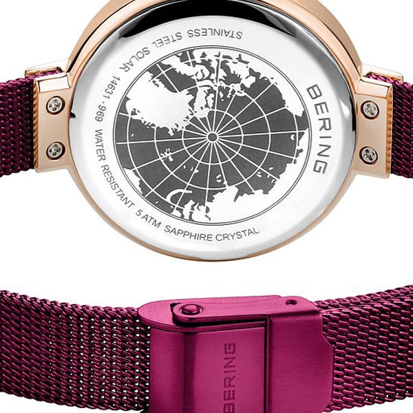 Bering Solar Ladies Watch Purple Milanese Mesh Bracelet