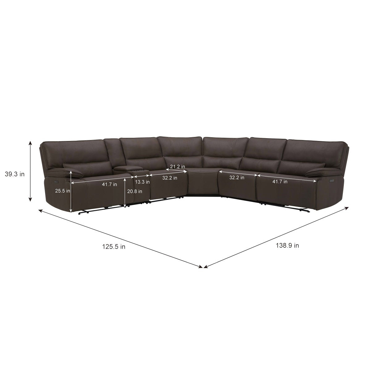 Brower Fabric Power Reclining Sectional with Power Headrests
