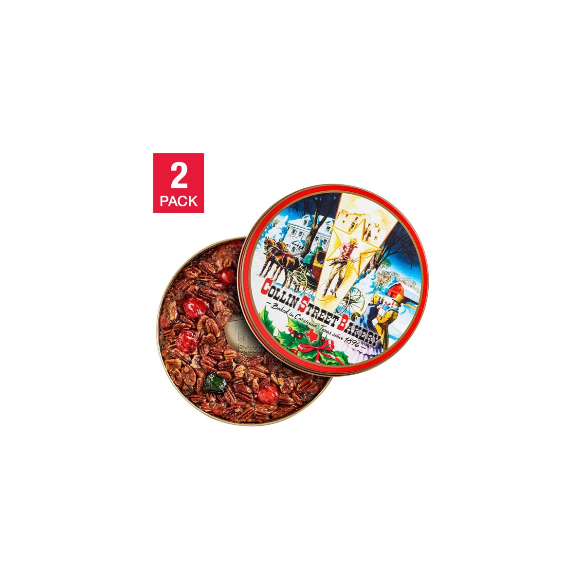 Collin Street Bakery’s Medium Sprinkle-Top DeLuxe Fruitcake, 2-pack