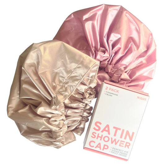 NIGHT Satin Shower Cap, 2-pack