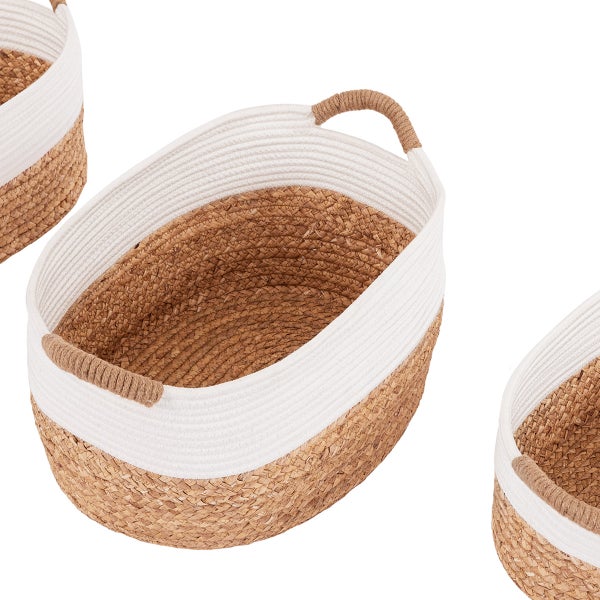 Seville Classics Hyacinth & Rope Baskets, 3-piece Set