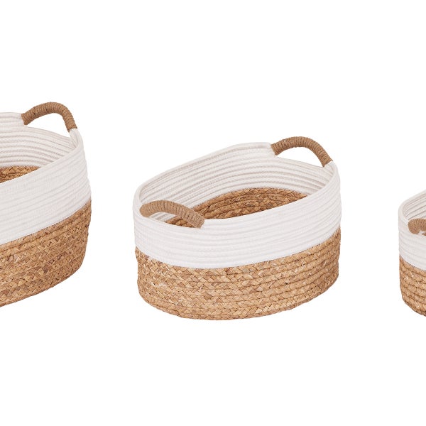 Seville Classics Hyacinth & Rope Baskets, 3-piece Set