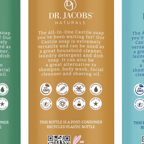 Dr. Jacobs Naturals Pure Castile Soap, Variety Pack, 32 oz, 3-count