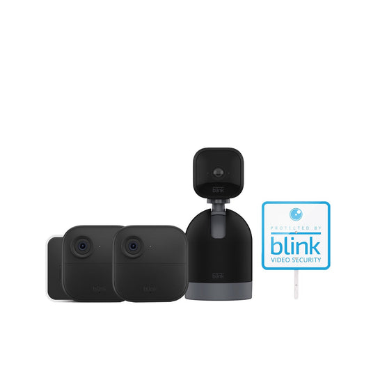 Blink - 3 Camera Security System - 2 Outdoor and 1 Mini Pan-Tilt Cameras, with Yard Sign