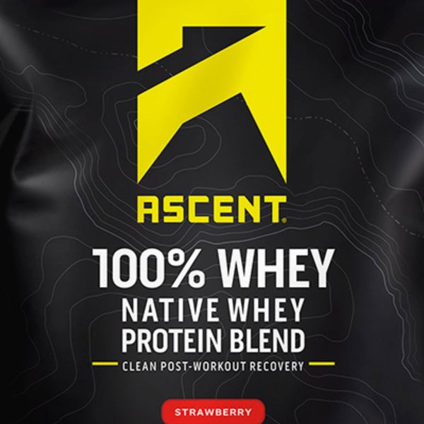Ascent 100% Whey, Native Whey Protein Blend, Strawberry, 4.25 lbs