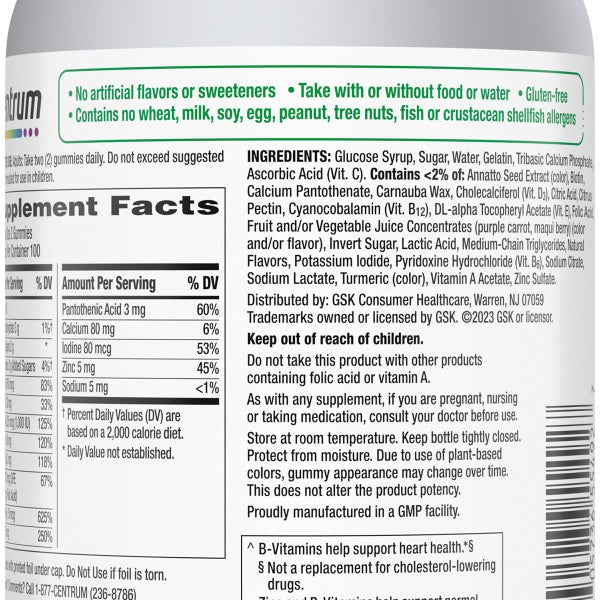 Centrum Silver 50+ Adult Multigummies Multivitamins, 200 Gummies