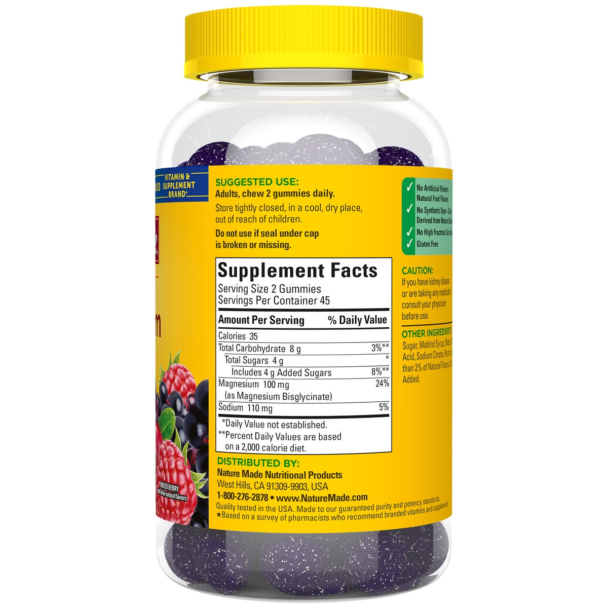 Nature Made Magnesium Glycinate 100 mg Gummies, 90 Count