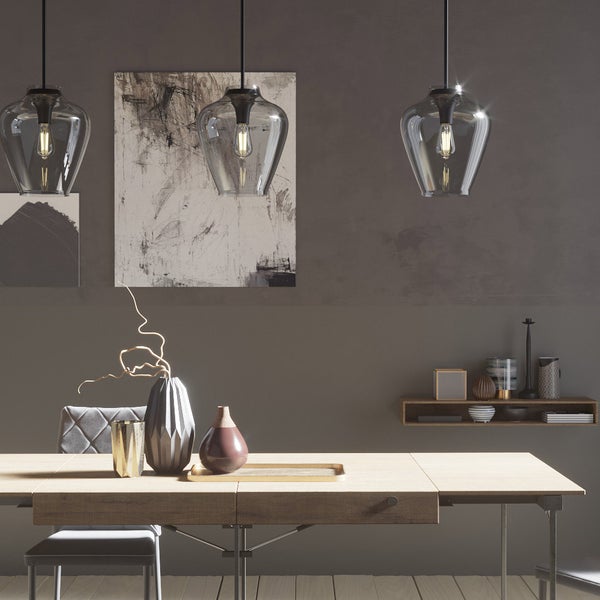 Hunter Vidria Matte Black with Smoked Glass 1 Light Pendant