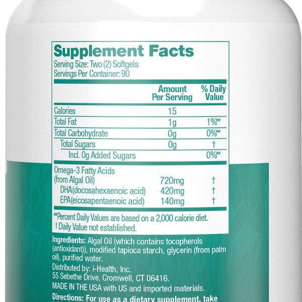 Ovega-3 Plant Based Omega-3, 180 Softgels