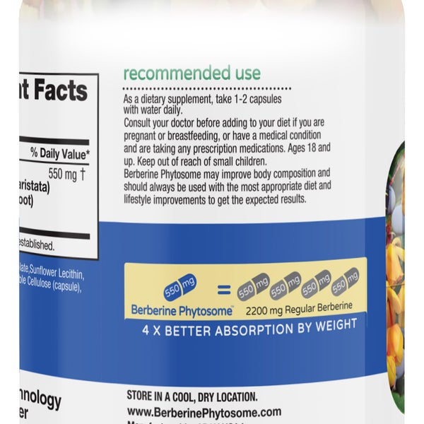 Feel Good Superfoods Berberine Phytosome High Absorption, 120 Vegan Capsules