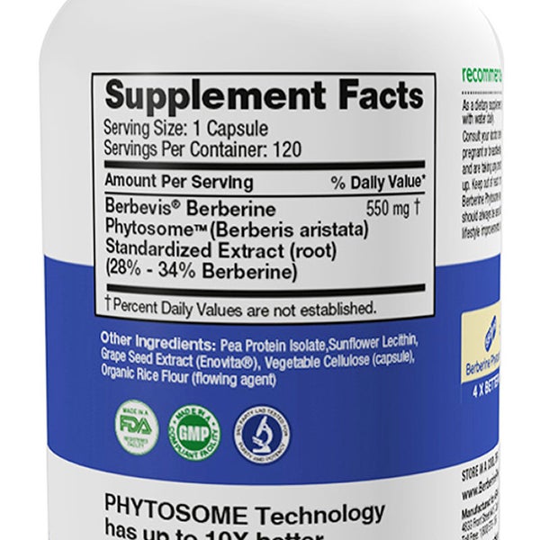 Feel Good Superfoods Berberine Phytosome High Absorption, 120 Vegan Capsules