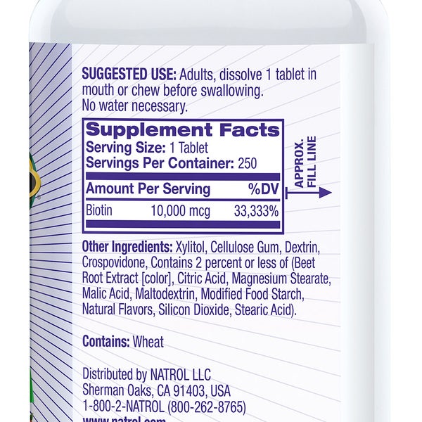 Natrol Biotin 10,000 mcg. Fast Dissolve Tablets, 250 count
