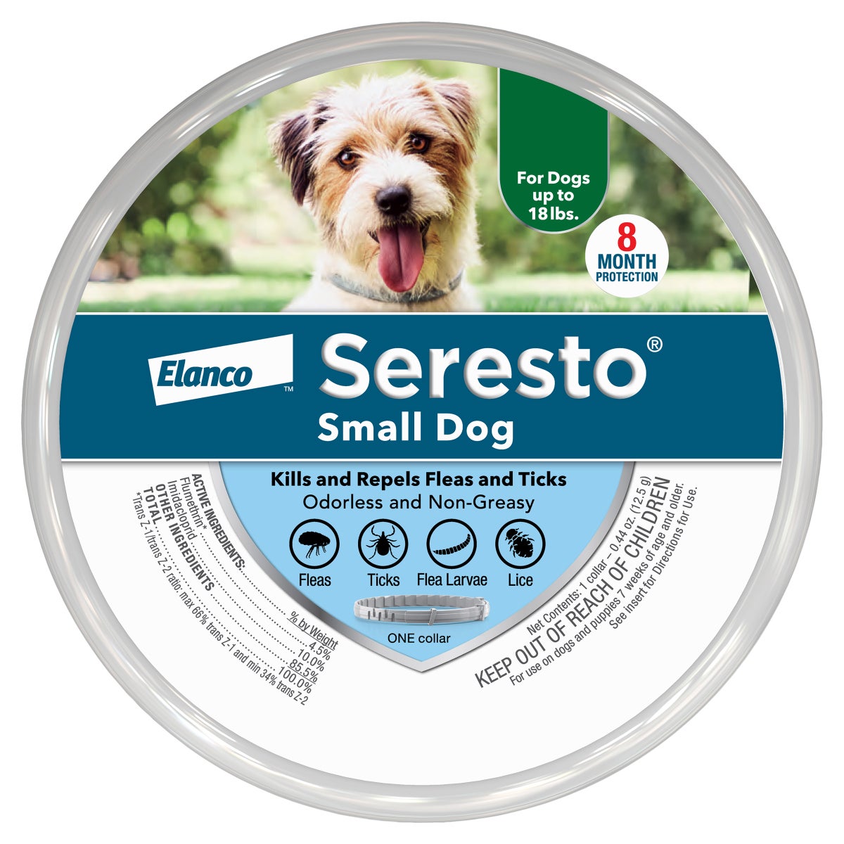 Seresto Flea and Tick Collar for Dogs up to 18 lbs, 8 Month Prevention