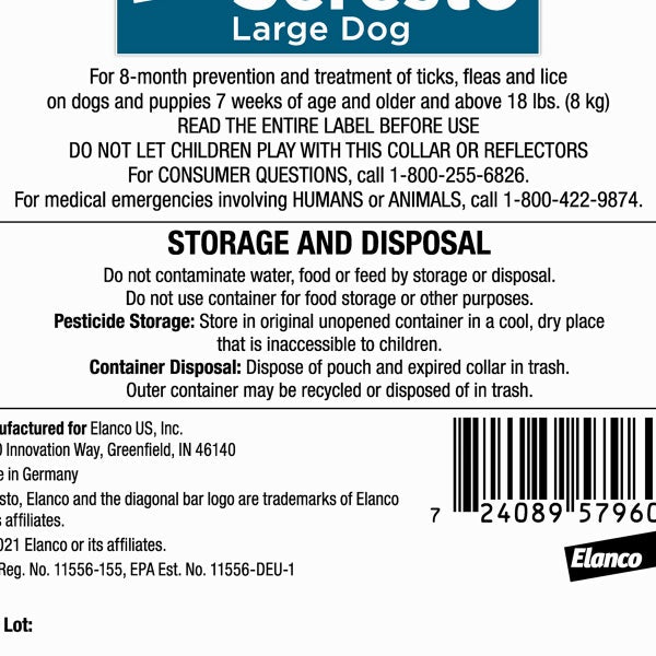 Seresto Flea and Tick Collar for Dogs over 18 lbs, 8 Month Prevention