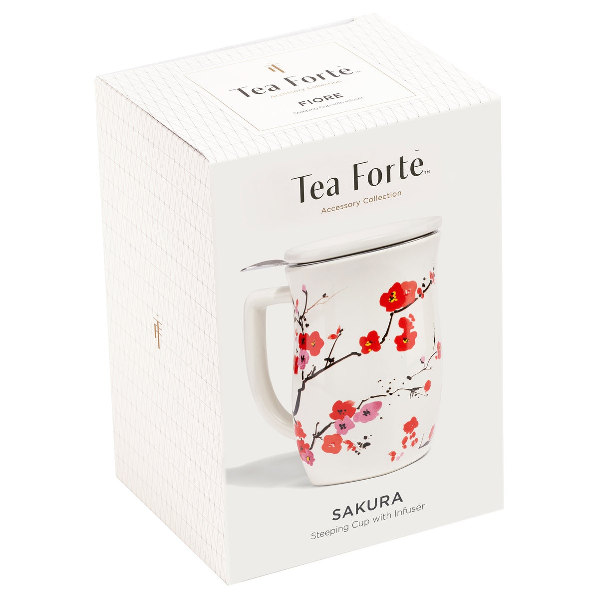 Tea Forte Cherry Blossom & Peach Blossom Loose Tea Bundle with Fiore Sakura Teapot & Steeping Cups