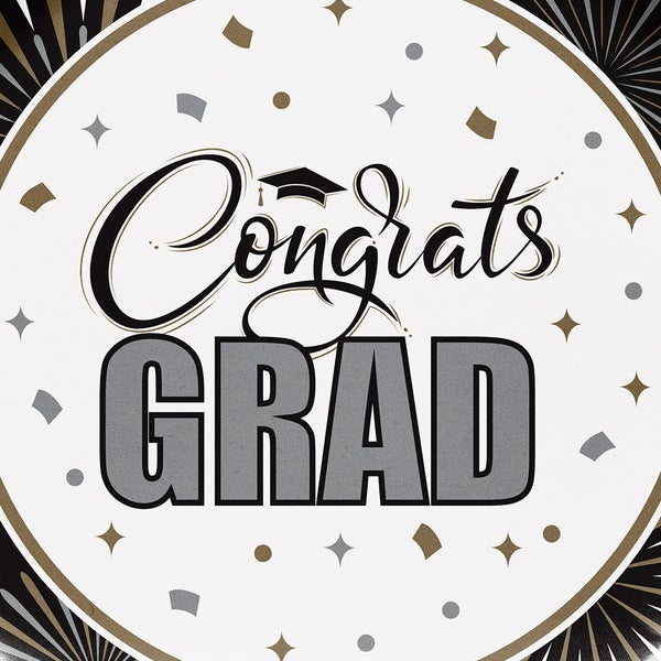 Artstyle Paper Plate & Napkin Bundle, Grad Party Celebration, 200-count