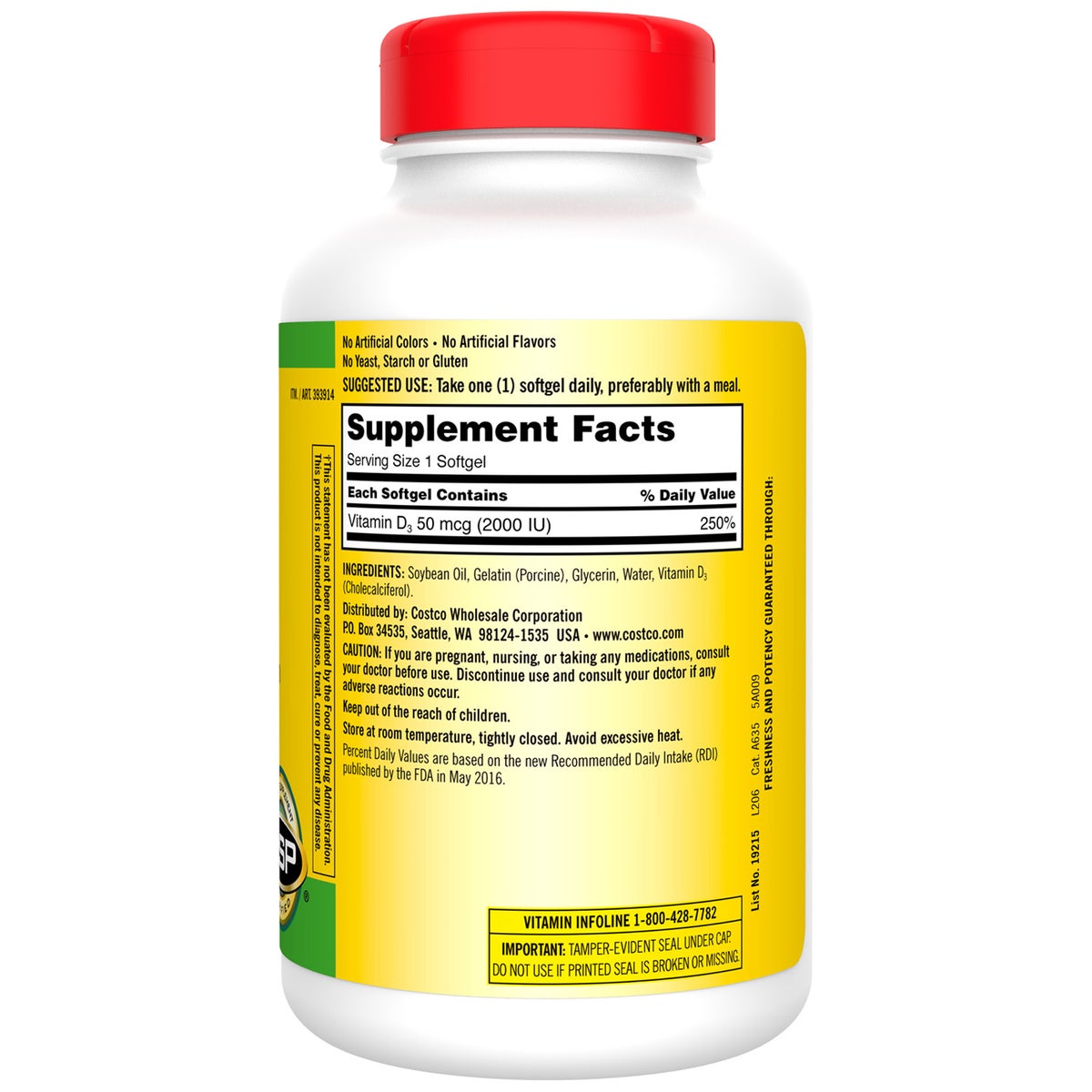 Kirkland Signature Extra Strength D3 50 mcg., 600 Softgels