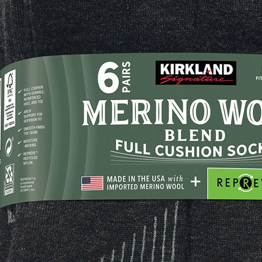 Kirkland Signature Men's Merino Wool Blend Sock, 6-pair