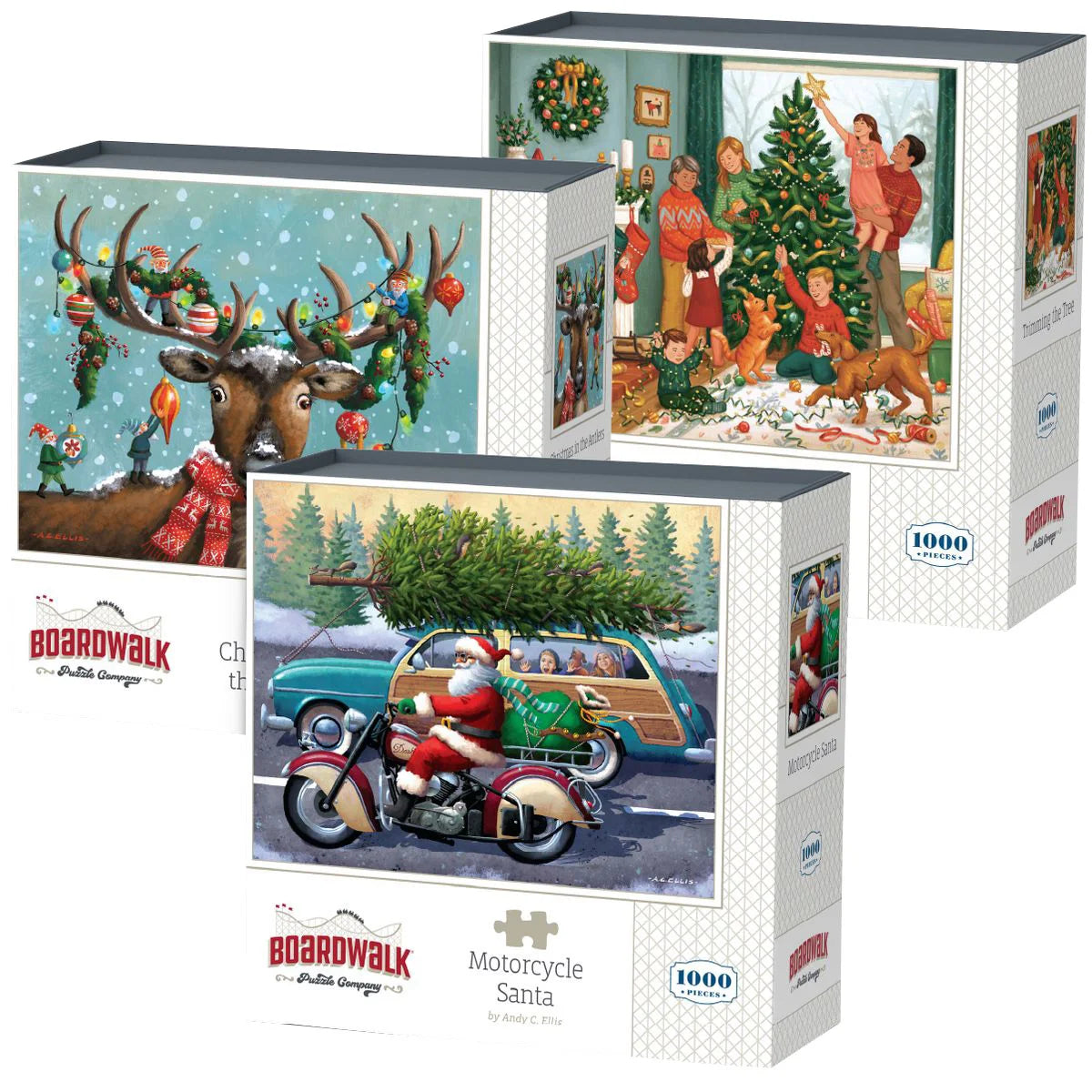 Boardwalk Jigsaw Puzzles, Assorted 500 & 1000 Piece, 3-pack, Seasonal