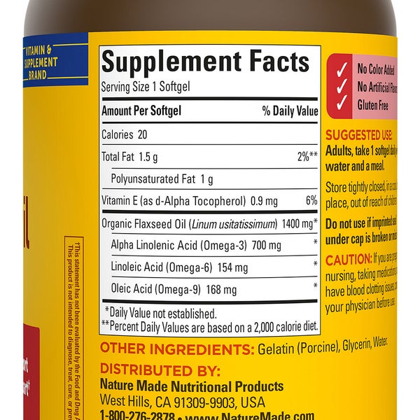 Nature Made Flaxseed Oil 1400 mg, 300 Softgels