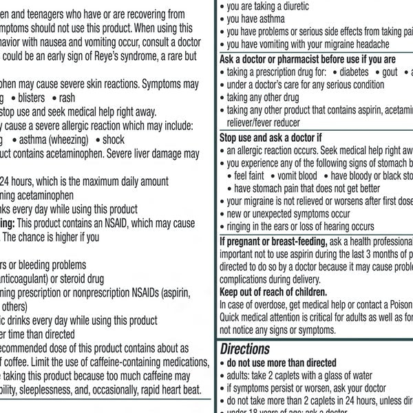 Excedrin Migraine for Migraine Relief, 300 Caplets
