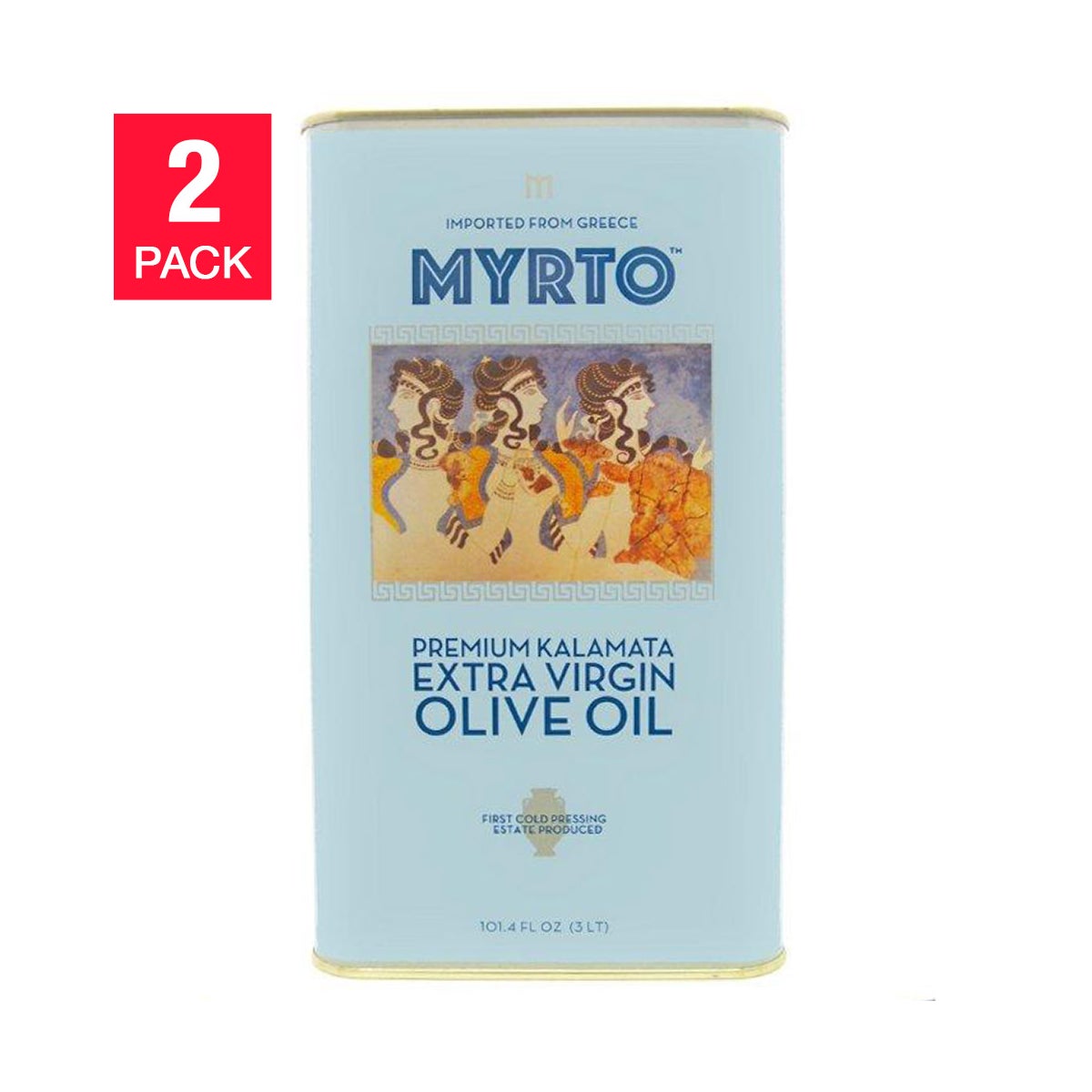 Myrtos Greek Extra Virgin Olive Oil 3L, Tins, 2-pack