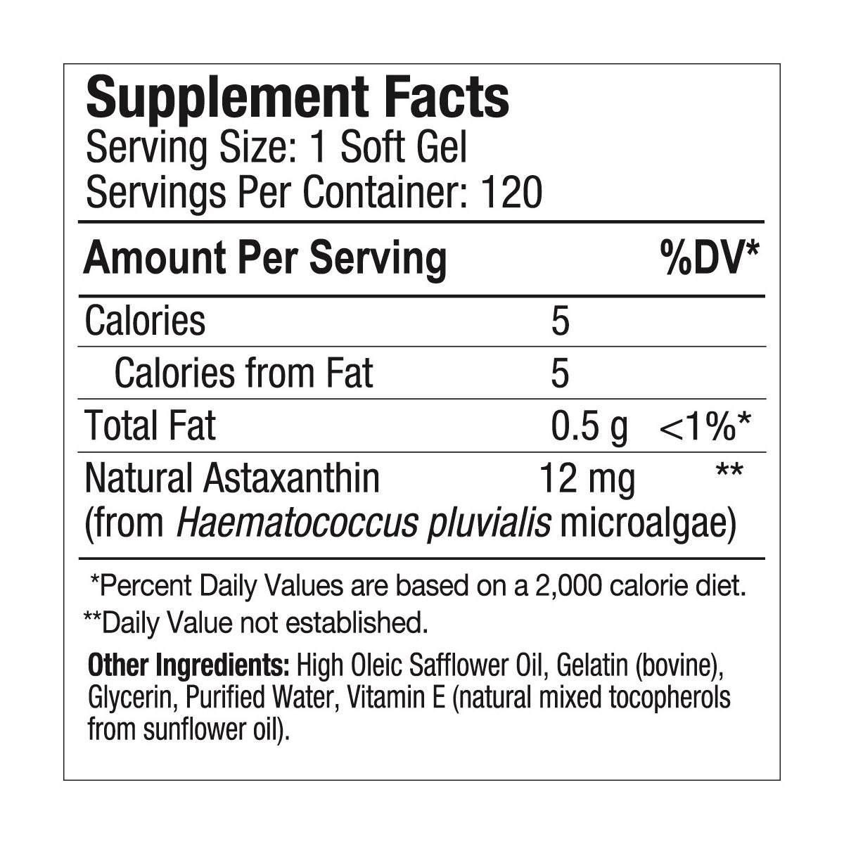 BioAstin Hawaiian Astaxanthin 12 mg., 120 Soft Gels