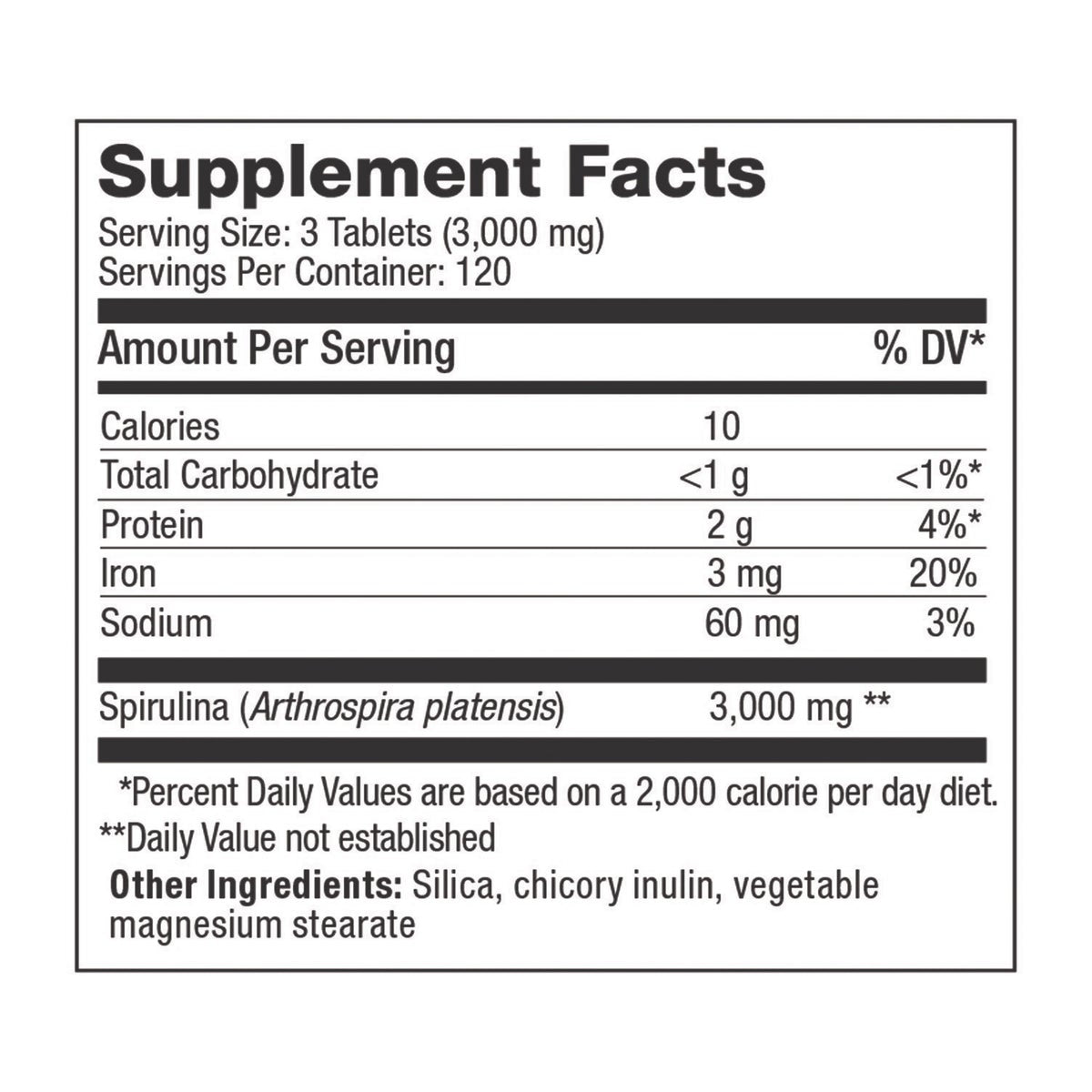 Pure Hawaiian Spirulina 3000 mg., 360 Tablets