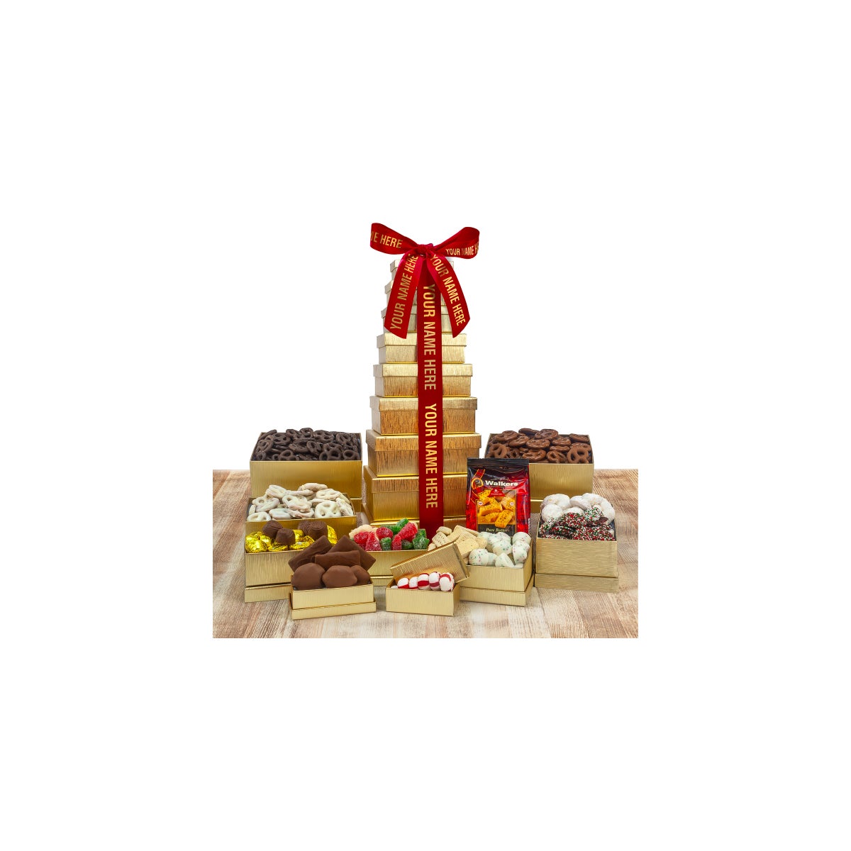 Custom "Your Name Here" Corporate 9-Tier Gold Tower - 12 Minimum Quantity