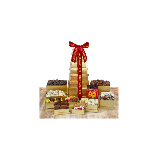 Custom "Your Name Here" Corporate 9-Tier Gold Tower - 12 Minimum Quantity