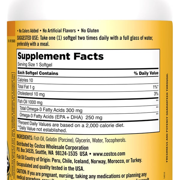 Kirkland Signature Fish Oil 1000 mg., 400 Softgels