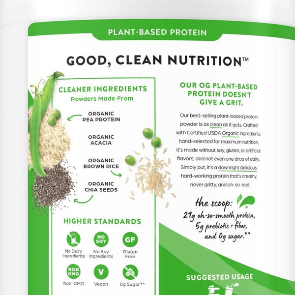 Orgain USDA Organic Plant Protein Powder, Vanilla Bean, 2.74 lbs