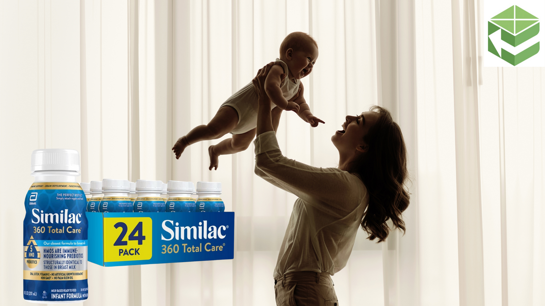 Mother holding a happy baby, showing the importance of healthy infant feed of similac 360 total care