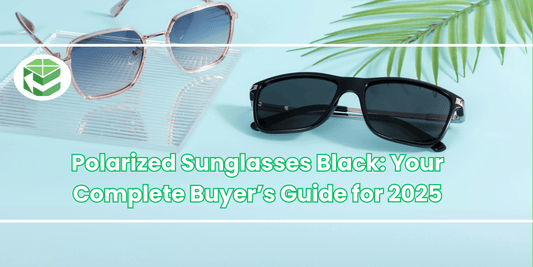 Polarized sunglasses black frames resting on a sunlight.