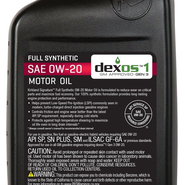 Kirkland Signature 1-Quart 0W20 & 5W20 Full Synthetic Motor Oil, 12-pack