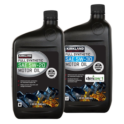 Kirkland Signature 1-Quart 5W20 & 5W30 Full Synthetic Motor Oil, 12-pack