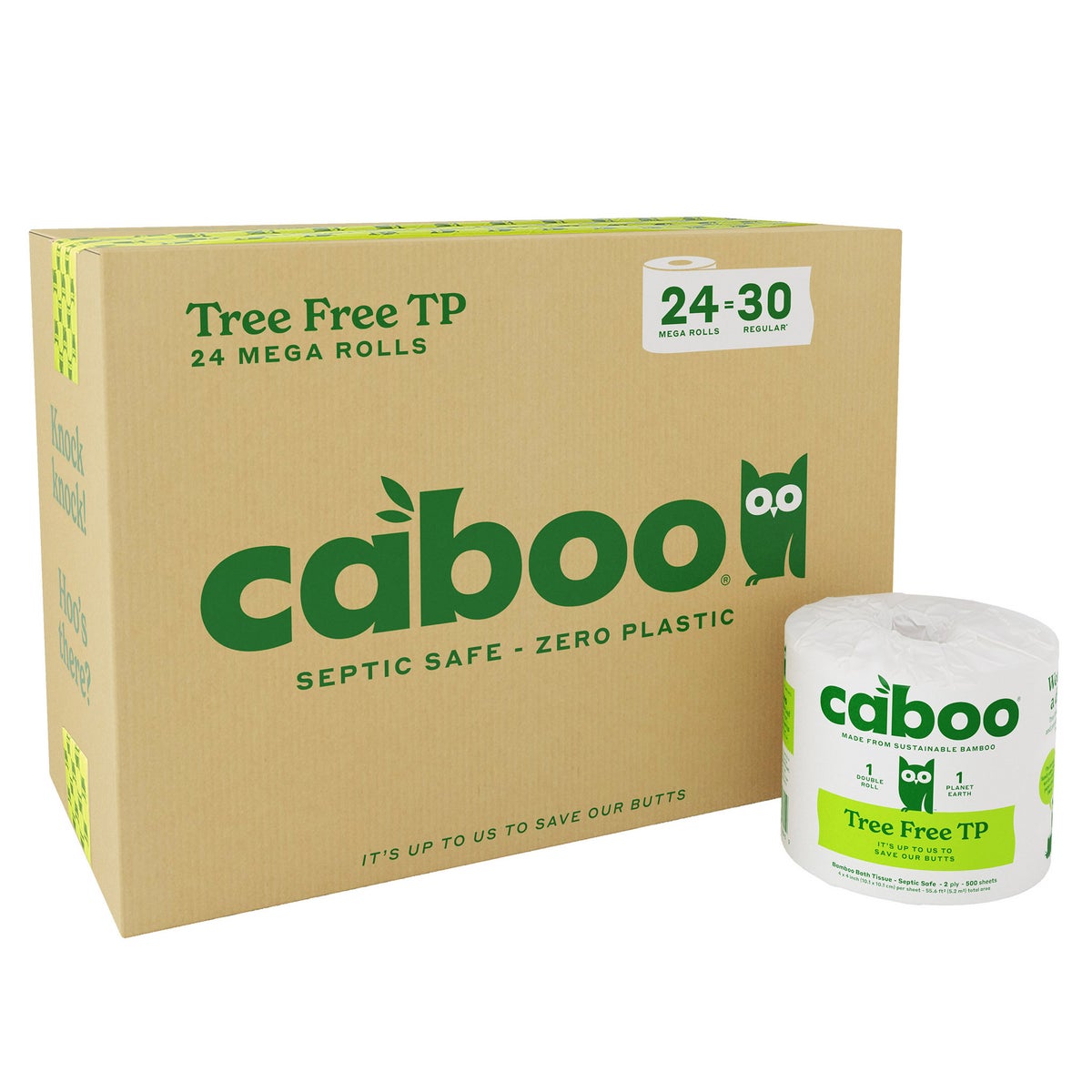 Caboo Bamboo Bath Tissue, 2-Ply, 400 Sheets, 24 Rolls