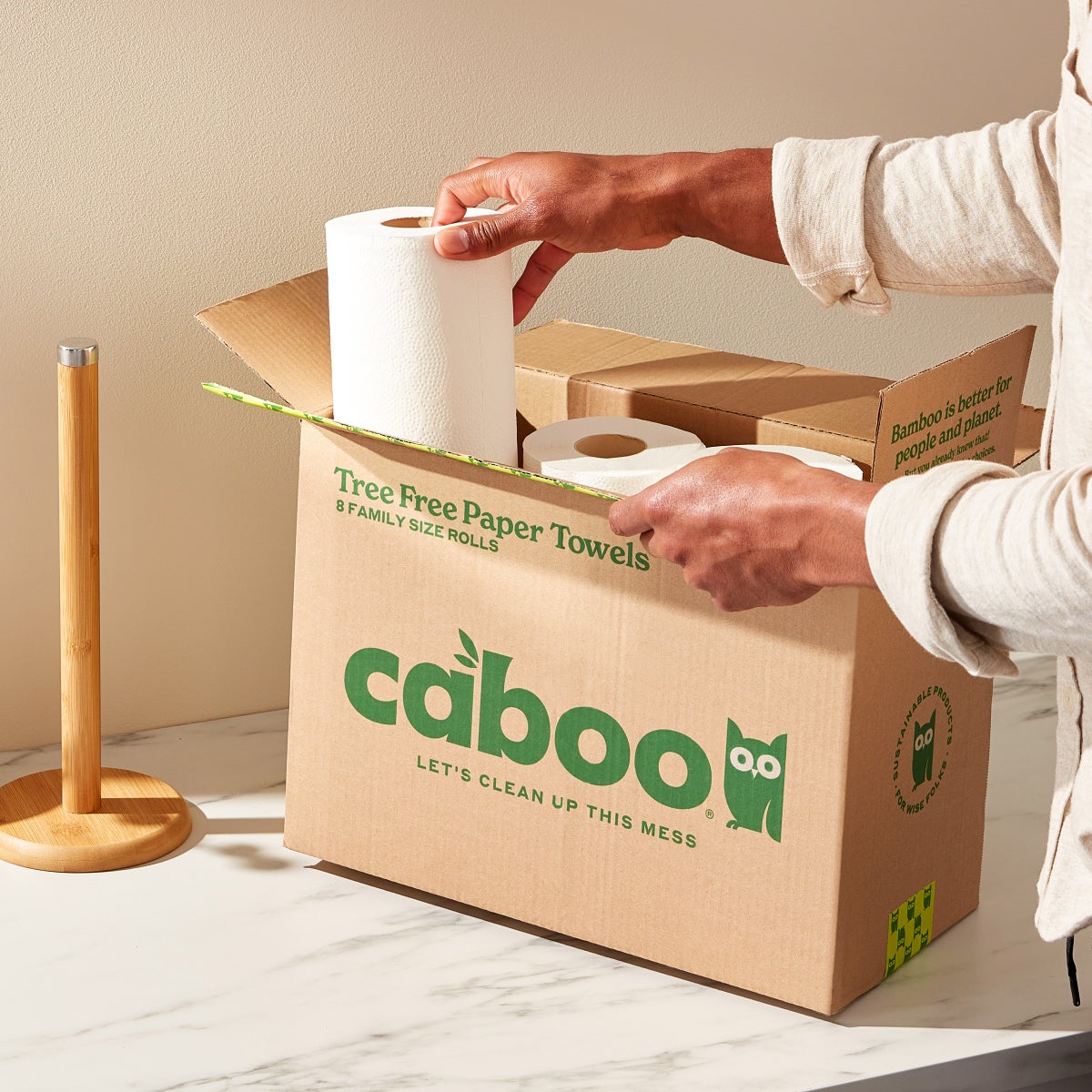 Caboo Bamboo Paper Towels, 2-Ply, 75 Sheets, 8 Rolls