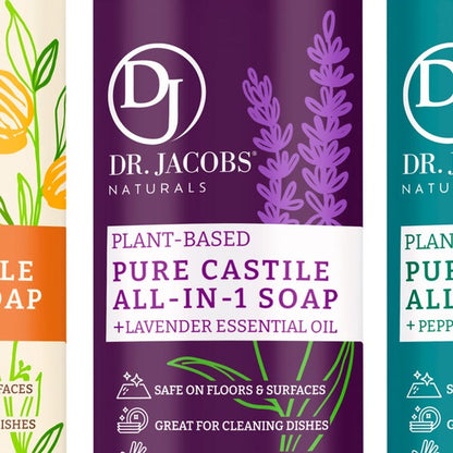 Dr. Jacobs Naturals Pure Castile Soap, Variety Pack, 32 oz, 3-count