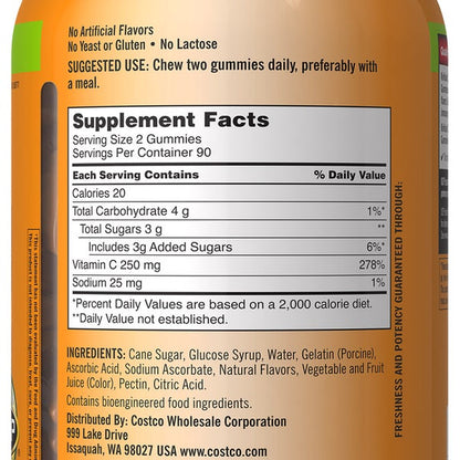 Kirkland Signature Vitamin C 250 mg., 360 Adult Gummies