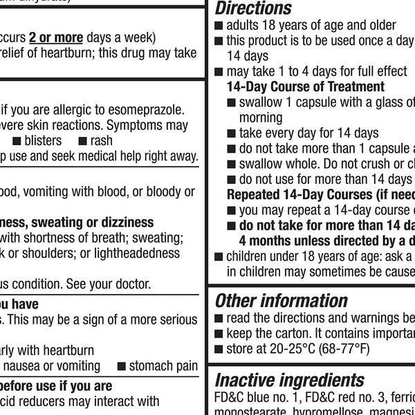 Kirkland Signature Esomeprazole 20 mg., 42 Capsules