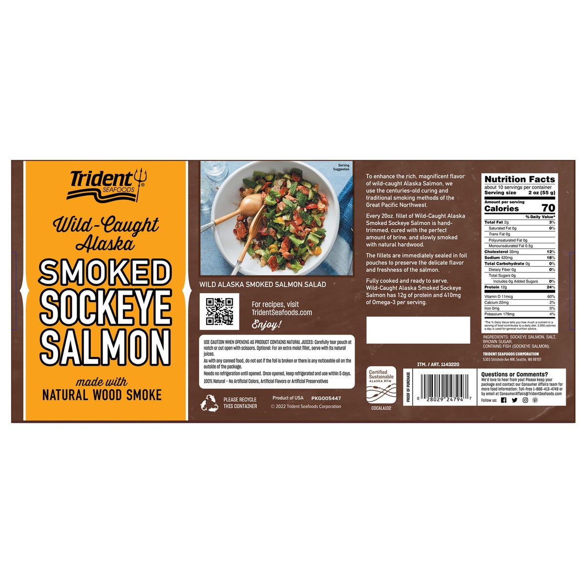 Trident Seafoods Smoked Sockeye Salmon, 2 Gift Packs