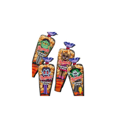 Popcornopolis Halloween Monster 2.2 oz Caramel Corn Mini Cones, 24 count