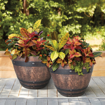 22.25" Woodford Barrel Planter, 2-pack