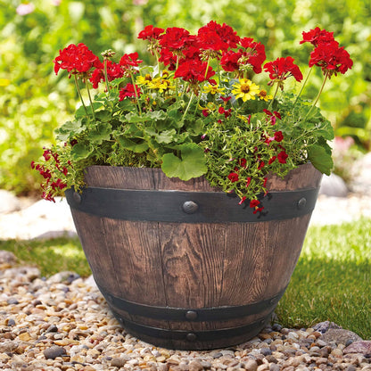 22.25" Woodford Barrel Planter, 2-pack