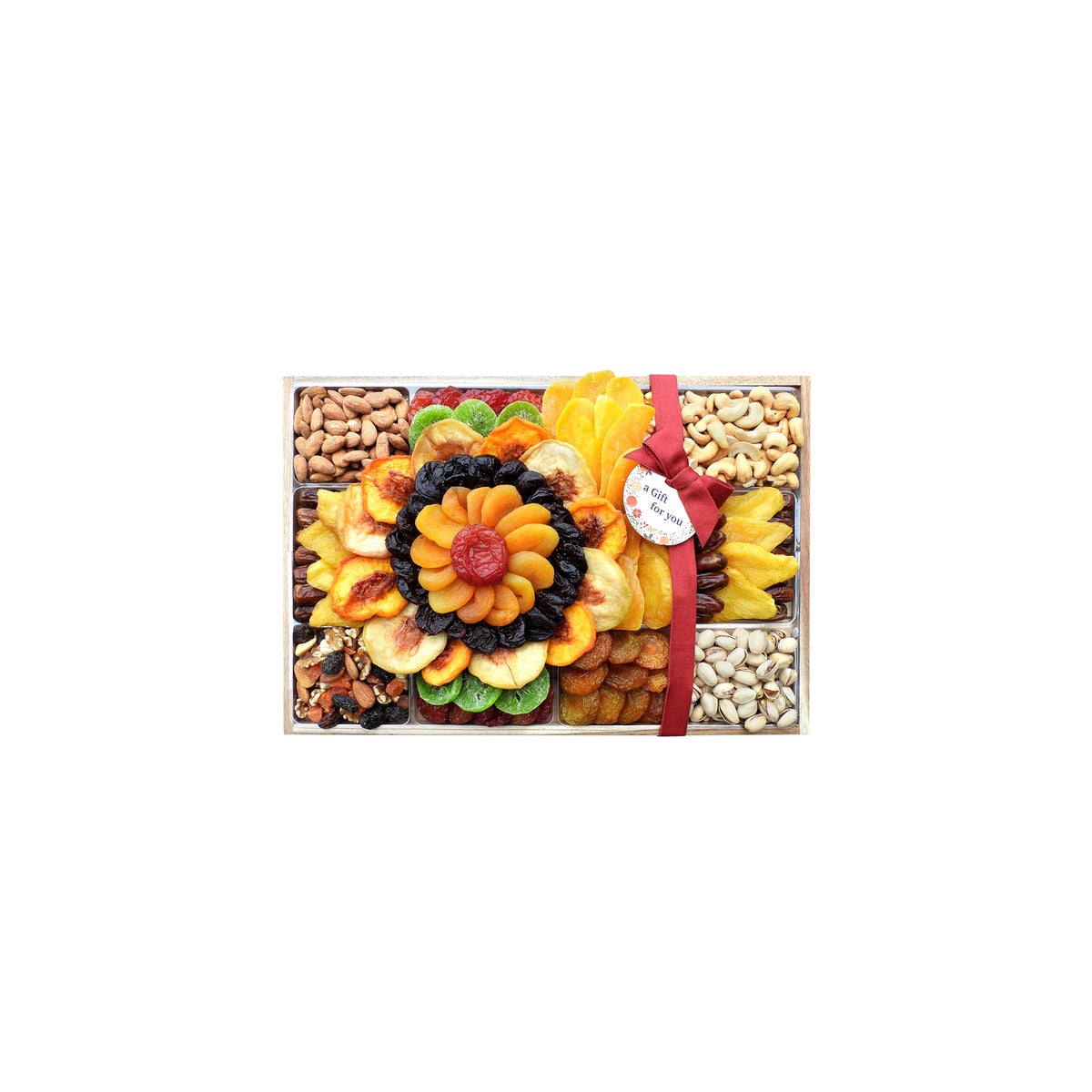 Vacaville Fruit Company, Dried Fruit & Nut Grand Acacia Slatted Wood Tray, 80 oz.